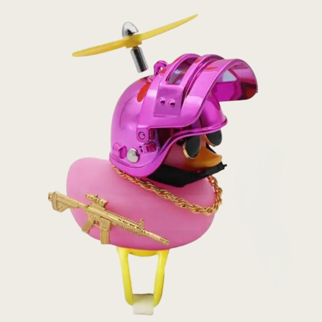 1 szt. Dzwonek Rowerowy, Dzwonek na Kierownicę w Kształcie Kaczki, Akcesorium do Wnętrza Samochodu, Kask, Dekoracja Samochodowa, Dzwonek Rowerowy, Rower, Urocza Żółta Kaczka różowy
