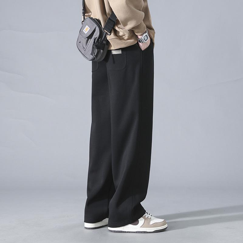 Men's American Velvet-Lined Wide-Leg Heavyweight Sweatpants for Autumn/Winter