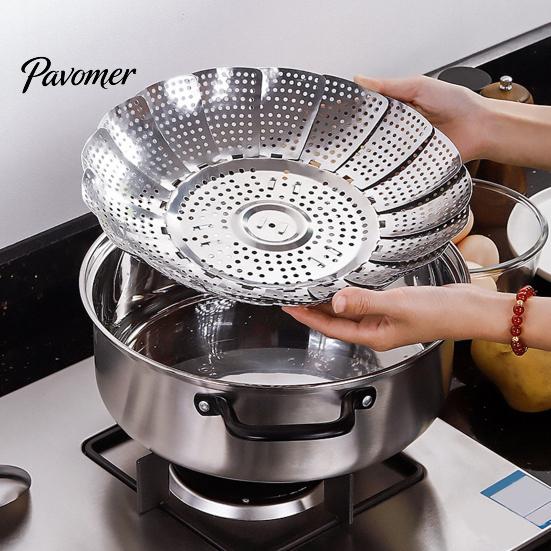 Durable Stainless Steel Colander Expandable Steamer Basket, Adjustable Folding Insert with Foldable Basket for Cooking Handle, Portable Drain