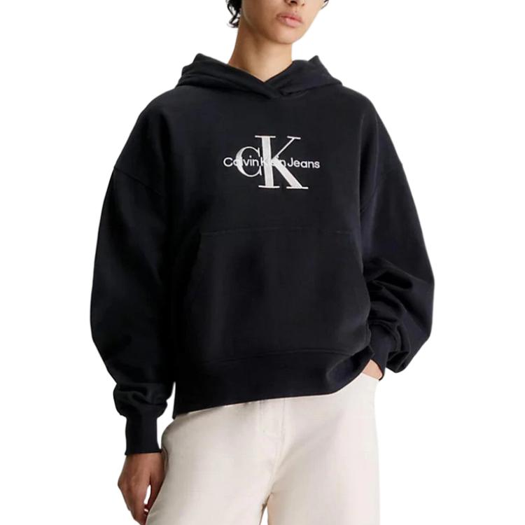 Calvin Klein Logo Printed Long Sleeve Hoodie Women Hoodies Black J20J221953-BEH