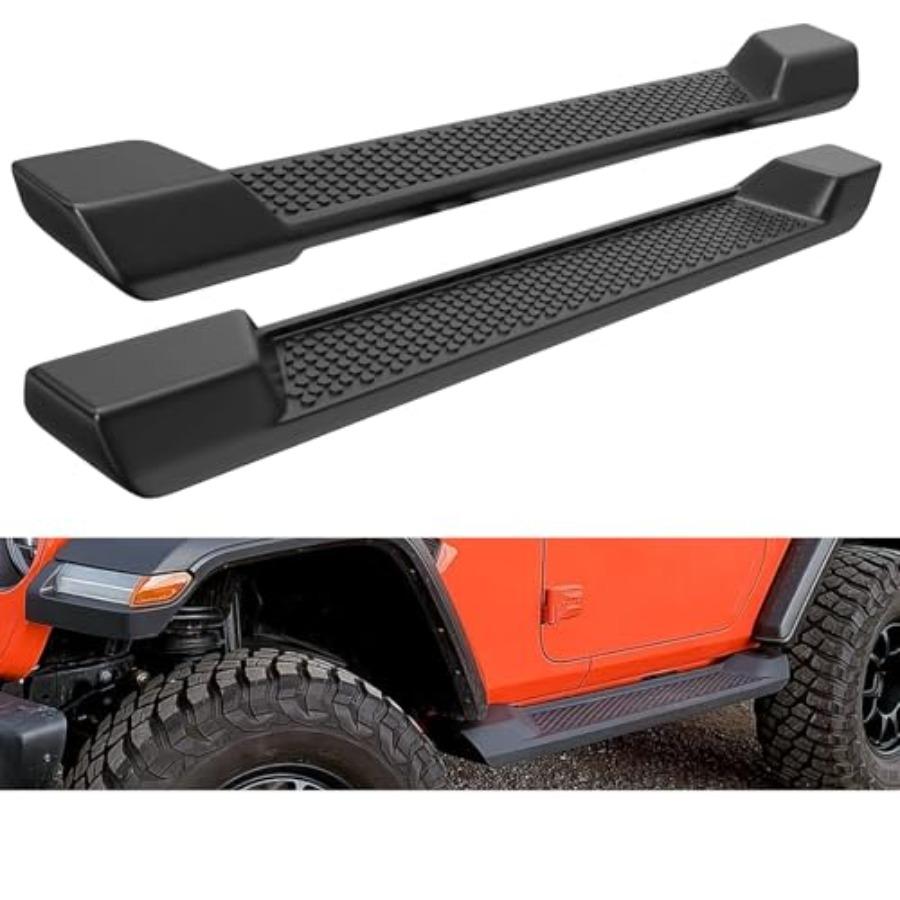 Подходит для Jeep Wrangler JL 2-дверный 2018-2025, Пороги, Боковые ступени, Защитные дуги, Алюминий, Черный, Устойчивые к коррозии чёрный