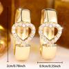 Cute Female White Stone Skeleton Heart Hoop Earrings Trendy Fashion Gold Color Wedding Jewelry For Women