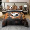 Soccer Bedding Set,Football Lover Sports Game Duvet Cover Double for Kids Teens Adults,3D Check Quilt Cover Set with Pillowcase