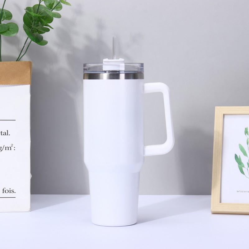 40oz Large Capacity Insulated Travel Mug With Handle Straw 304 Stainless Steel Vacuum Thermos Car Office Outdoor Use
