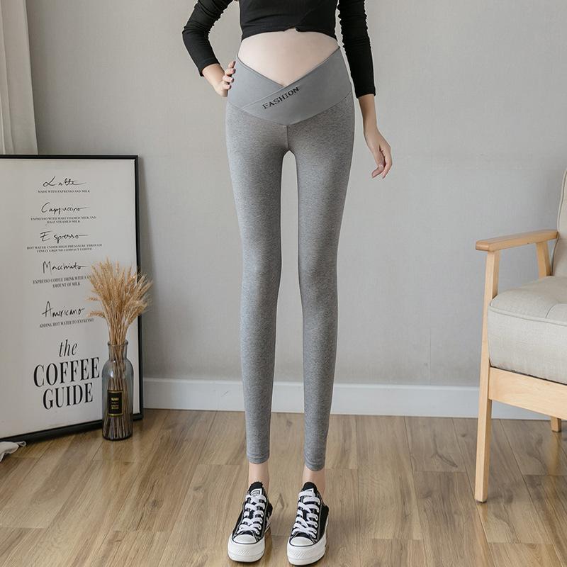 Real Shot Maternity Pants Spring and Autumn Thin Outer Leggings Low Waist Cross Support Yoga Sports Nine-point Pants