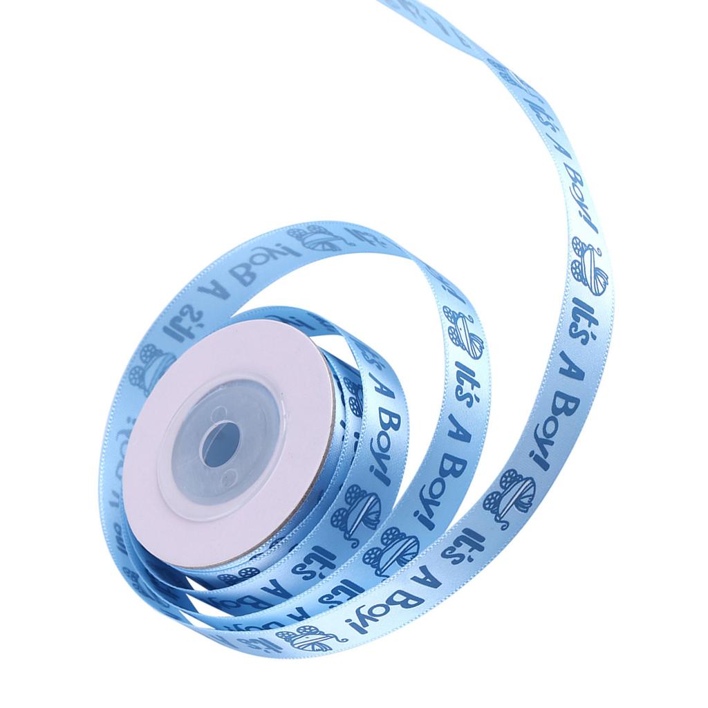 10Yards Roll IT IS A BOY GIRL Blue Pink Baby Shower Christening Party Favor Gift Stain Ribbon