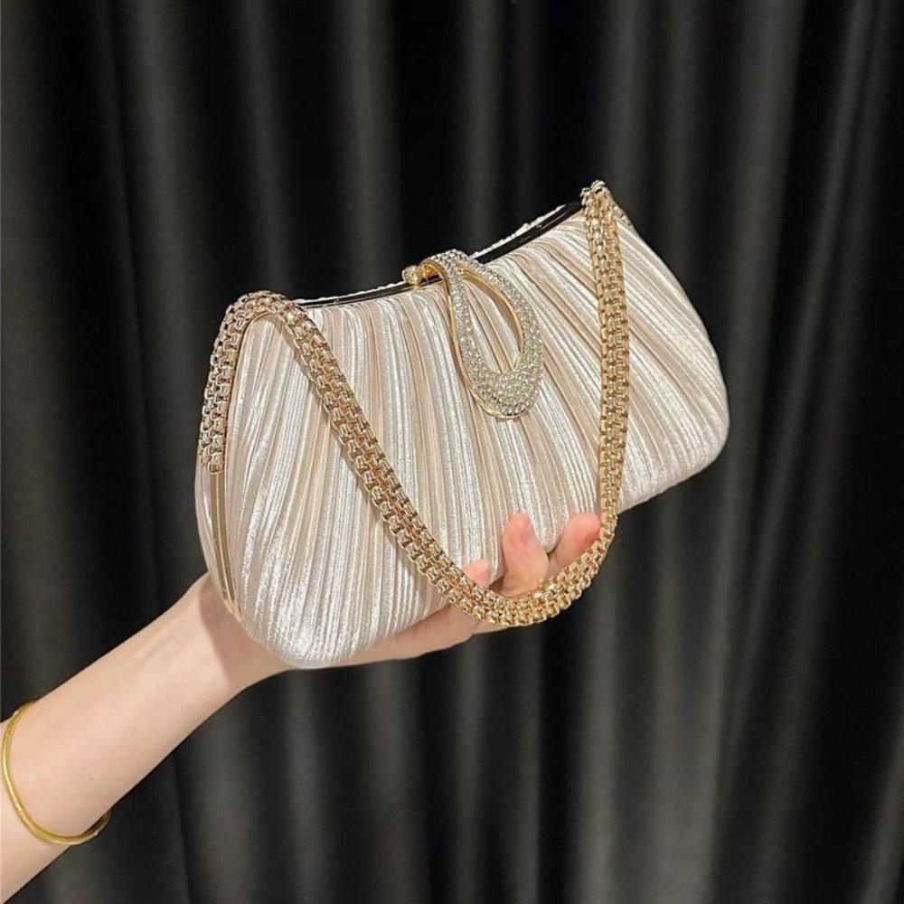 Fashion Shiny Sequin Sequin Handbag Nylon Lining Gold Sequin Party Handbag Lock Buckle Clutch Bag Party