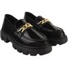 Shoetopia Smart Casual Chain Detailed Black Loafers For Women & Girls /Uk8