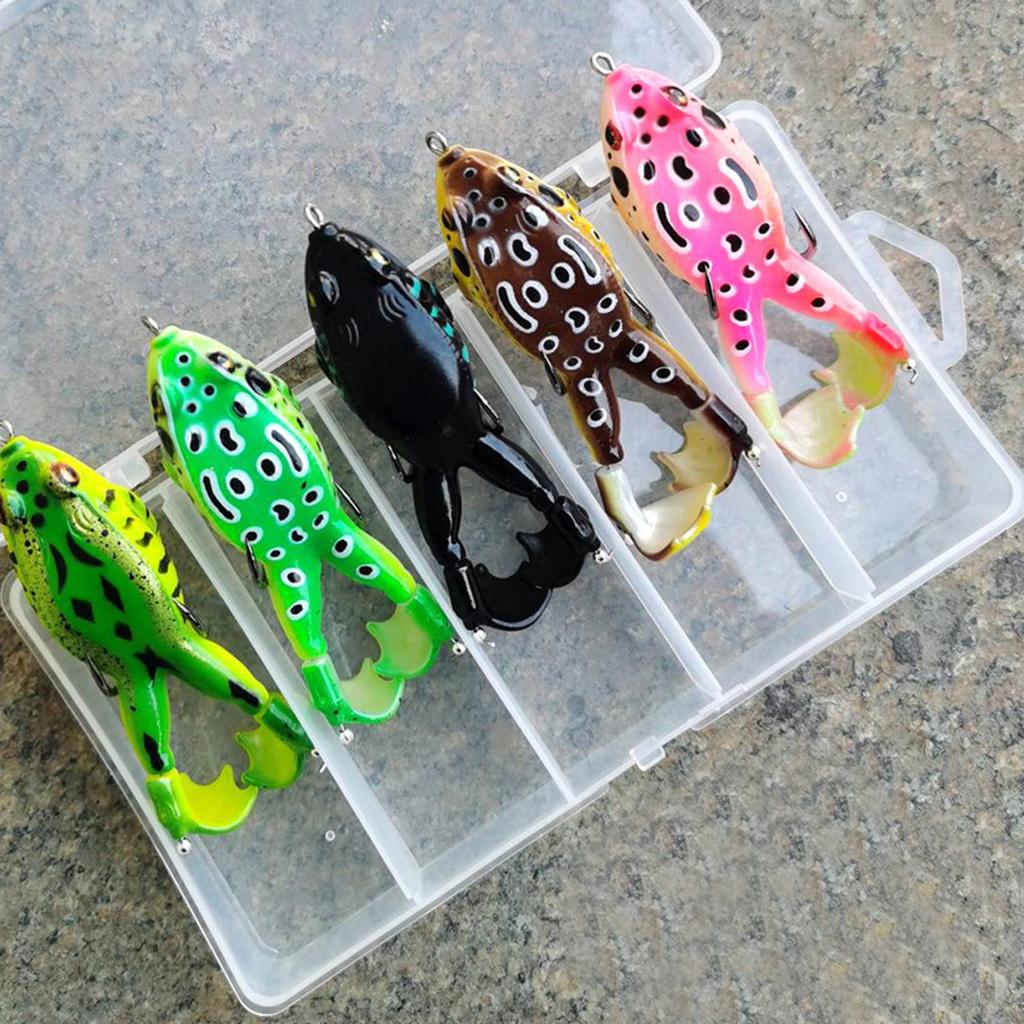 Frog Fishing Lures Water Top Frog Lures Set With Bait Box Soft Swimbait With Weedless Hooks For Trout Pike Catfish Cod Carp