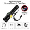 LED+COB Super Bright Flashlight Outdoor Rechargeable Zoom Lantern Emergency High Strong Power LED Flashlights For Camping Hiking