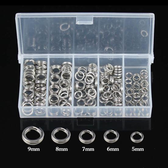 200Pcs Stainless Steel Fishing Split Rings Bait Lure Solid Loop Tackle Tool Kit