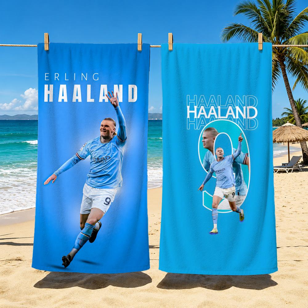 Football Player Erling Haaland Towel Beach Towel Quick Dry Sand Free Bath Towel for Summer Pool Travel Vacation