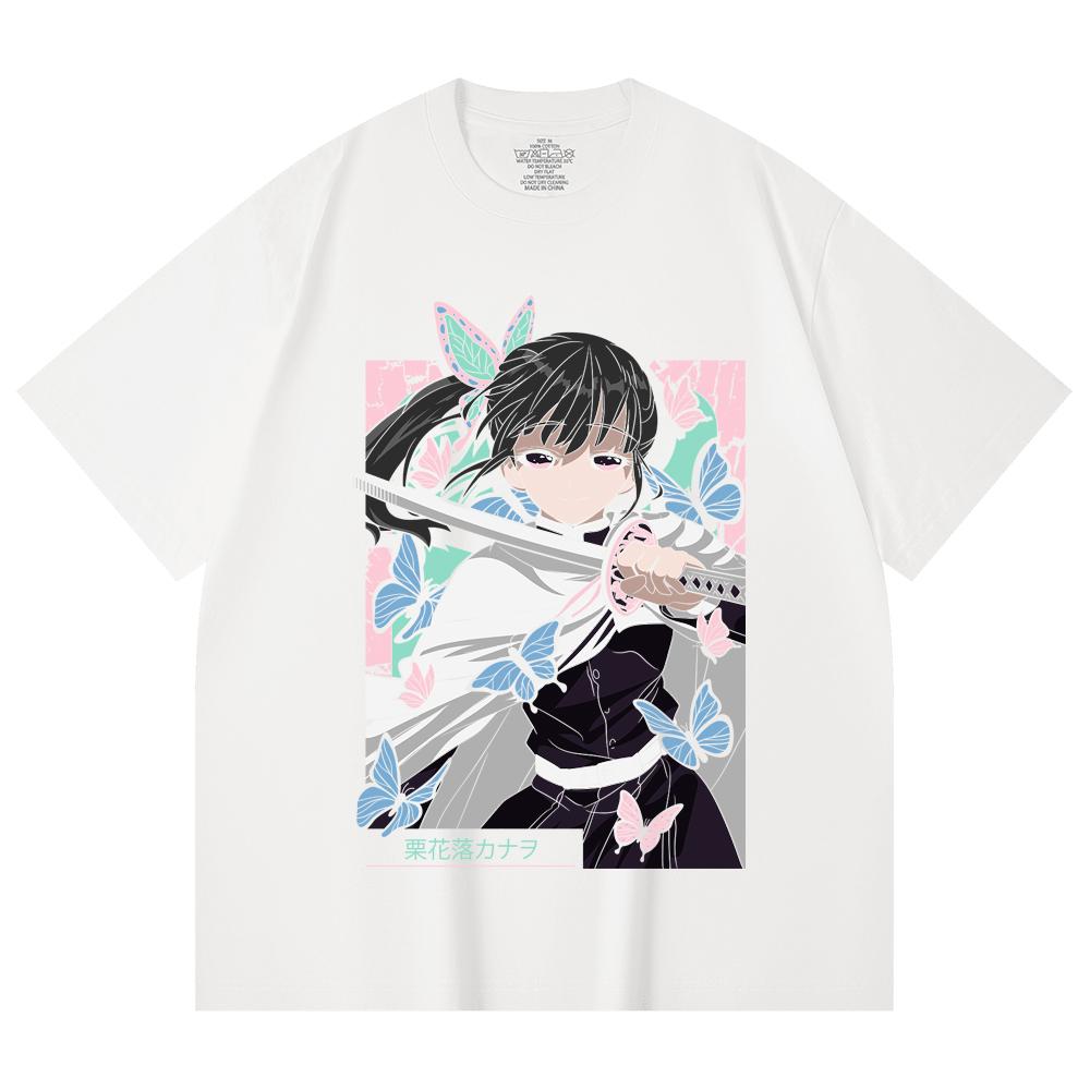 230 Gsm 100% Cotton Demon Slayer V98 Kanao Print Unisex Heavy Cotton T Shirt