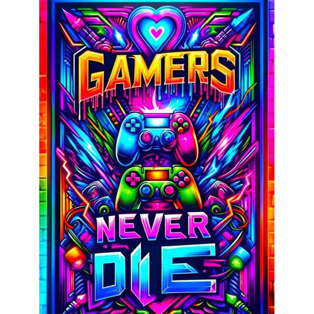 Colorful Neon Light 5D DIY Diamond Painting Kit Game Machine Sticking Diamond Embroidery Handmade Mosaic Home Decoration