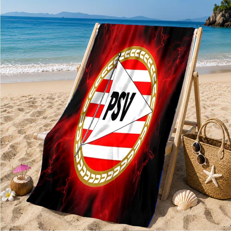 Asciugamano da Spiaggia con Stemma Psv Eindhoven in Microfibra, Leggero e Asciugatura Rapida, per Viaggi Estivi, Piscina, Regalo di Compleanno