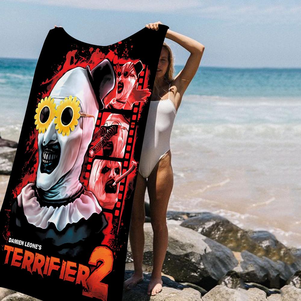 

Terrifier 2 Horror Movie Anime Big Microfiber Beach Towels Quick Dry Towel Sand Beach Towels Pool Towel for Travel Swim Pool W30*H60(CM)