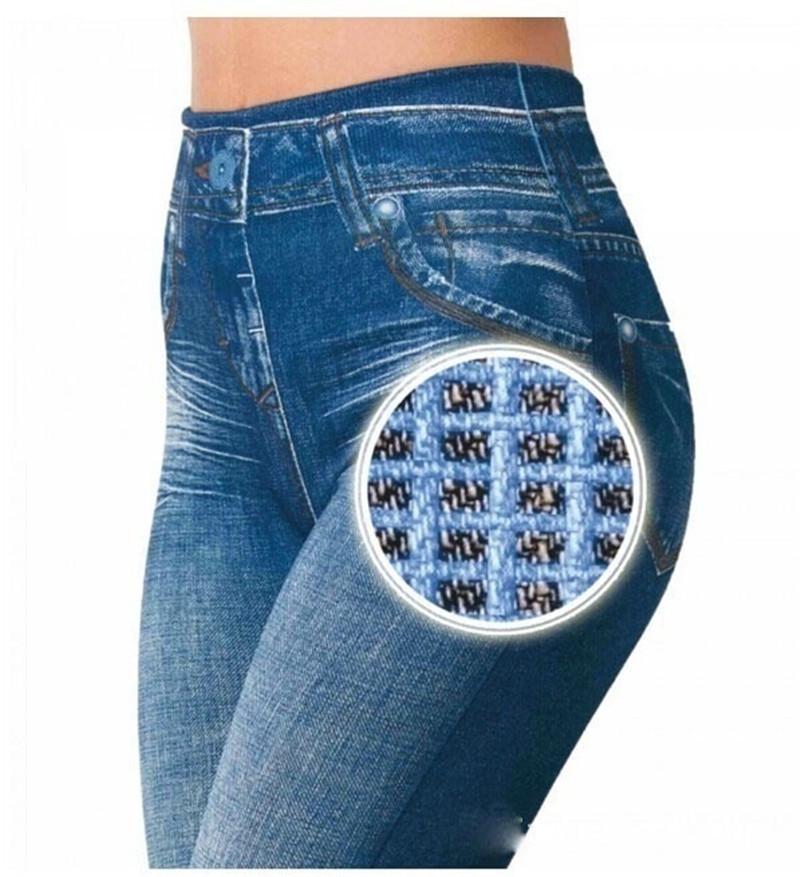 Women's Stretchy Slimming Faux Denim Cropped Leggings