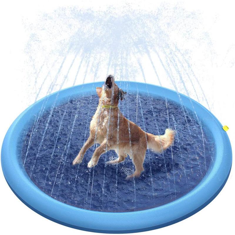 New Pvc Environmental Protection Thickened Pet Spray Mat Swimming Ring Folding Pool Outdoor Sprinkler Mat, Pet Water Bed Ice Mat