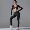 Yoga Clothing Trend Sports Gathering Long Sleeved Solid Color Slim Fit Elastic Fitness Clothing Running Training Sports Suit
