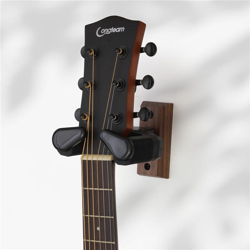 Walnut Wooden Guitar Wall Mount Hanger with Gravity Lock for Acoustic & Electric Guitars
