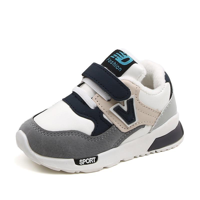 New Fall/Winter Cotton-Padded Kids' Sneakers – Classic Color-Block Design, Warm Versatile Running Shoes for Children