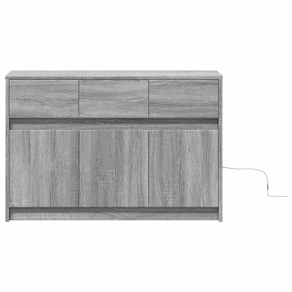 TV Stand with LED Lighting Gray Sonoma 91 x 34 x 61 cm