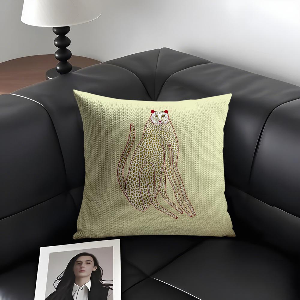

Geometric Animal Leopard Cushion Cover Natural Linen Organic Fabric DoubleSided Printing Sofa Home Decor Gift Pillow Case 30X30cm