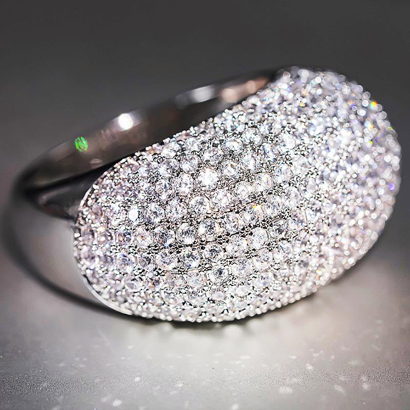 Huitan Sparkling Women Rings for Wedding Engagement Party Full Bling Bling Crystal Cubic Zirconia Luxury Trendy New Jewelry
