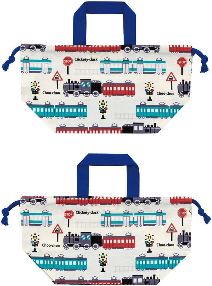 Skater TRAIN 24 Dishwasher-Safe Soft Lid Tight Lunch Box, Square Shape, 450ml Lunch Box, Chopsticks and Chopstick Case Set, Lunch Pouch, Train