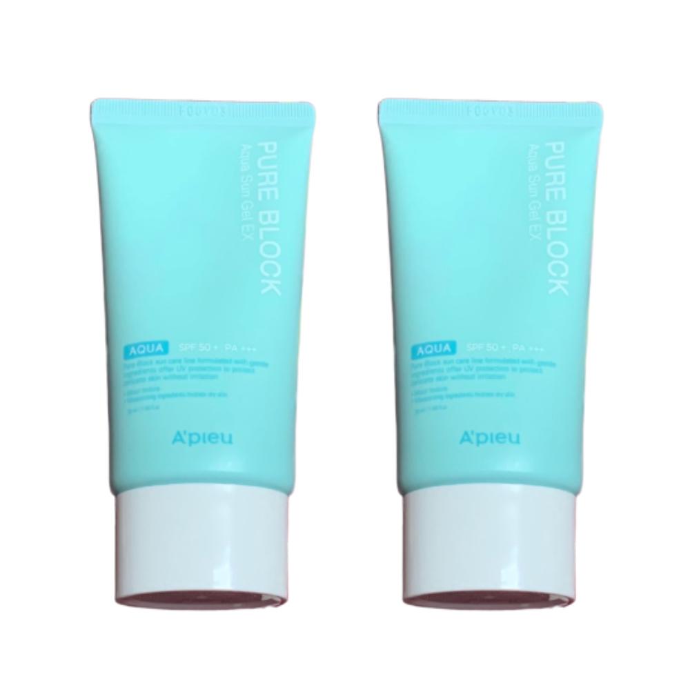 A’PIEU Pure Block Aqua Sun Gel EX SPF50+ PA+++ 50ml × 2
