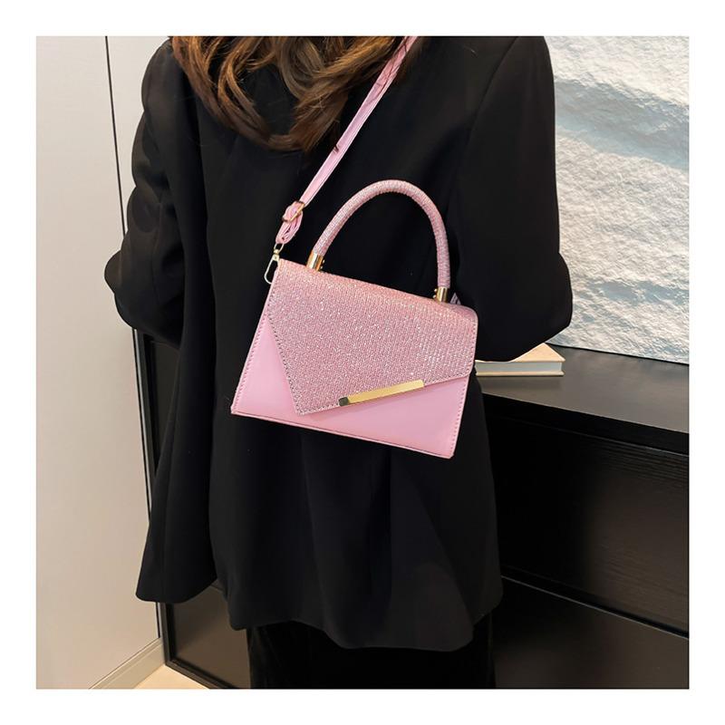 New Bling Rhinestone Faux Leather Shoulder Bag for Women, Chic Small Square Crossbody Purse, Sparkle Evening Handbag