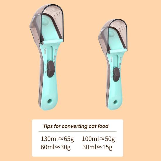 2 Pcs Cat Dog Food Scoop Adjustable Pet Food Measuring Cup with Scale Pet Food Feeding Scoop for Cats Dogs Rabbits Kitchen Gadgets for Rice Flour