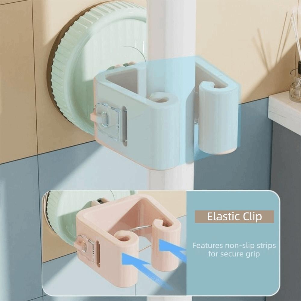 3PCS Plastic Suction Cup Mop Holder Space Saving Wall Mounted Mop Storage Rack Waterproof Broom Storage Brackets Bathroom