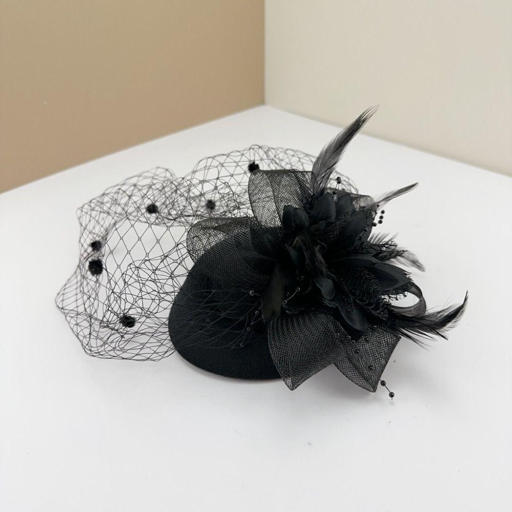 Headband Small Fedoras Headwear Mesh Dots Flower Veil Hair Clips  Bridal Headwear