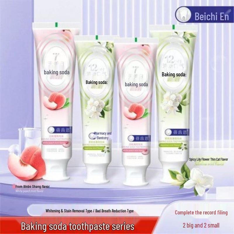 Cherry Blossom & White Peach Whitening Fluoride Toothpaste - Fresh Breath & Stain Removal. 100g White Peach Mint Flavor