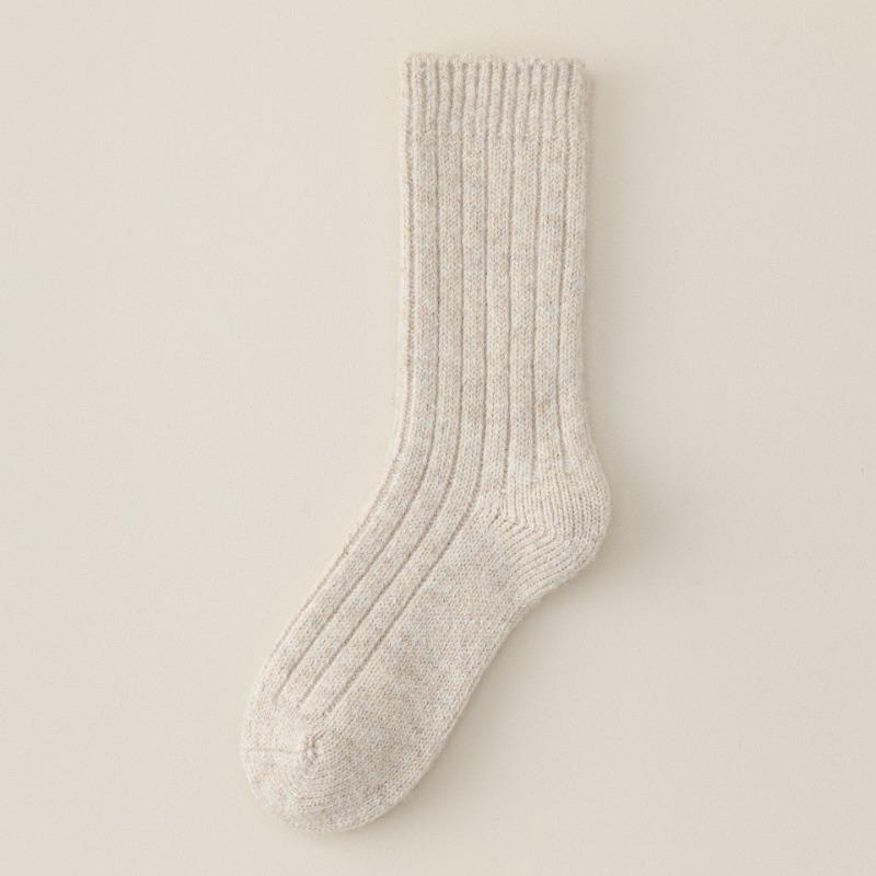 Lady Autumn Solid Color Simple Classic Thick Needle Wool Barrel Pile Socks
