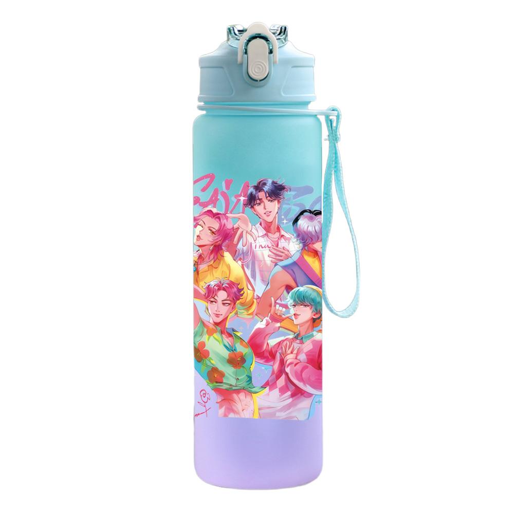 750Ml Water Bottle Cartoon K-Pop Demon Hunters Printed Large Capacity Drinking Cup Portable Outdoor Sports Water Cup Children Kid Gift