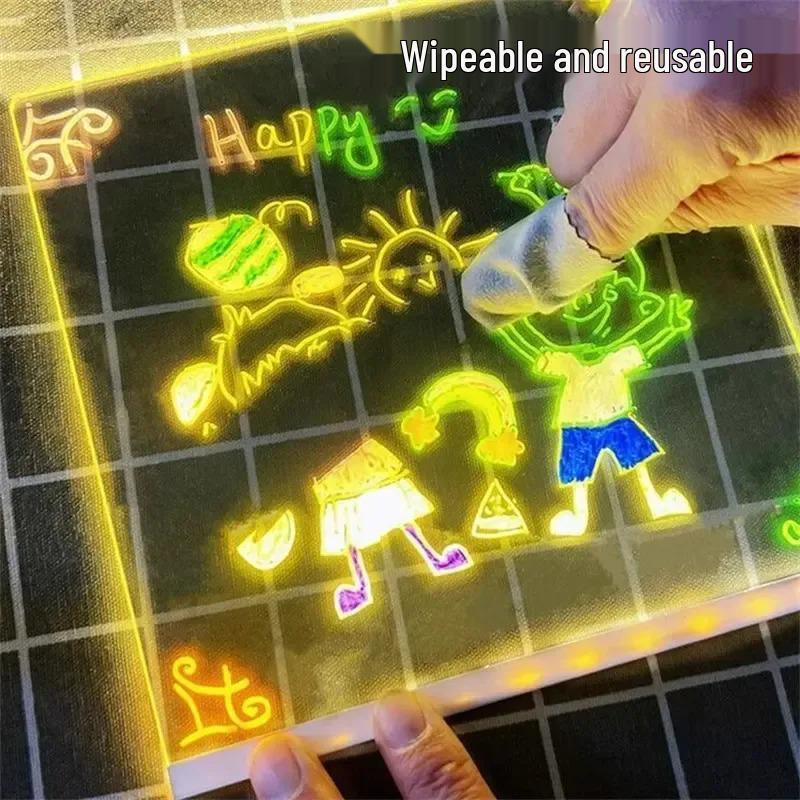 LED Acrylic Erasable Fluorescent Drawing Board for Kids