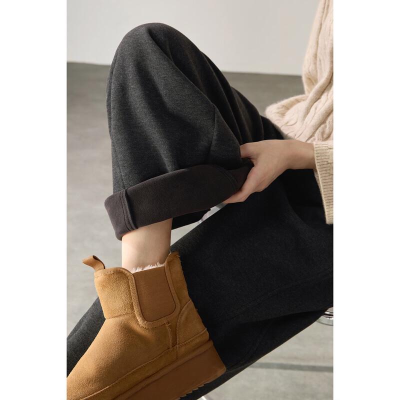 Women's Fleece-Lined Straight-Leg Knit Trousers