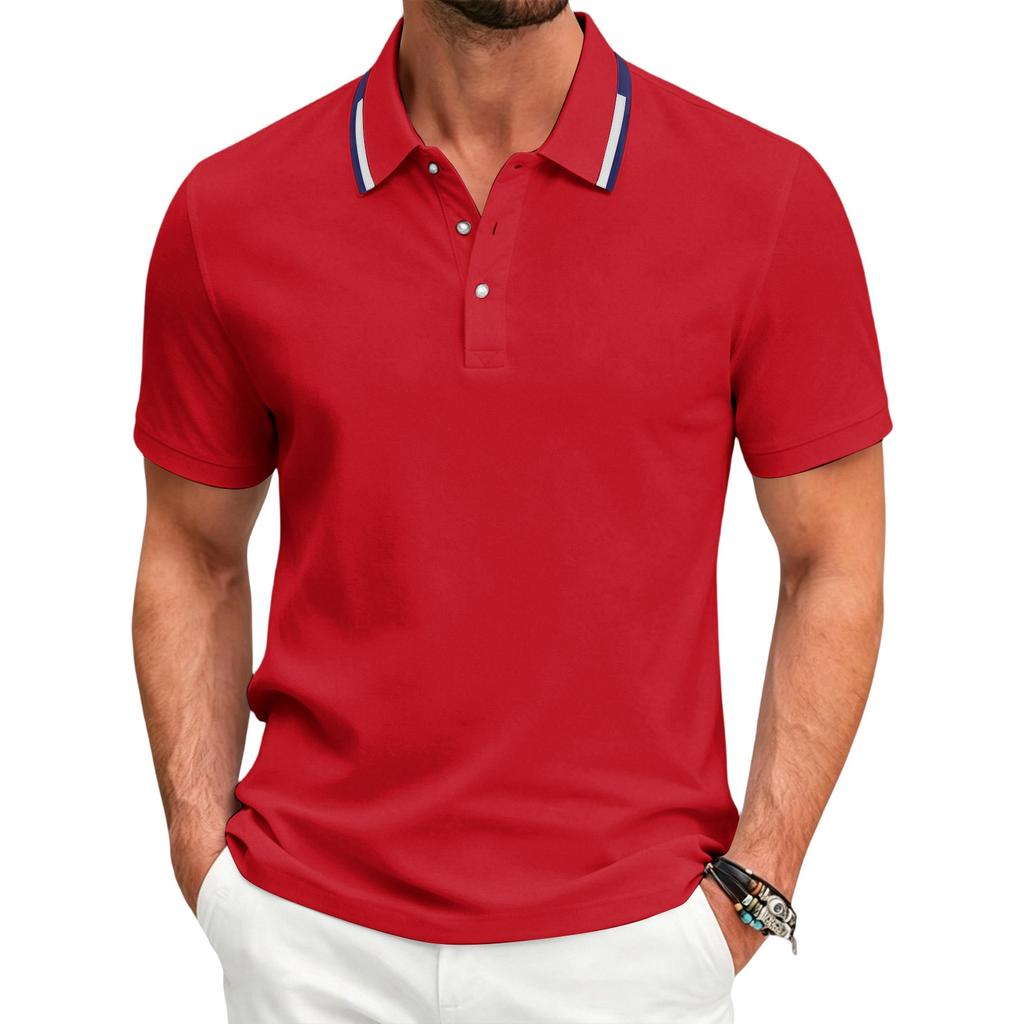 Men's Short Sleeve Polo Shirt Breathable Quick Dry Sports Casual Collared Polo Shirt for Summer Outdoor Activities
