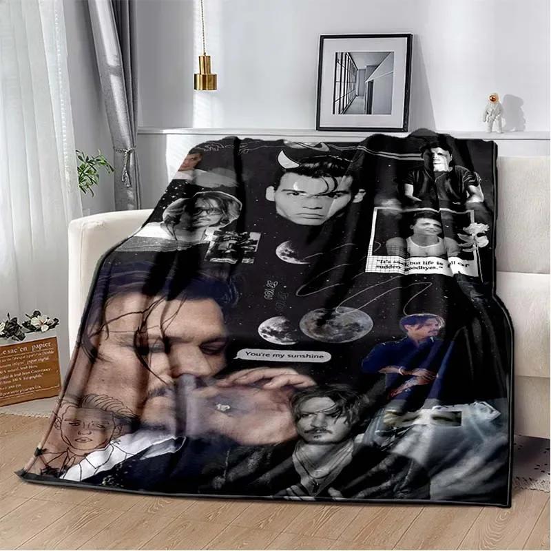 Johnny Depp Pattern Throw Blanket Light Weight Blanket for Living Room Bedroom Kidsroom Warm Blanket Christmas Gift