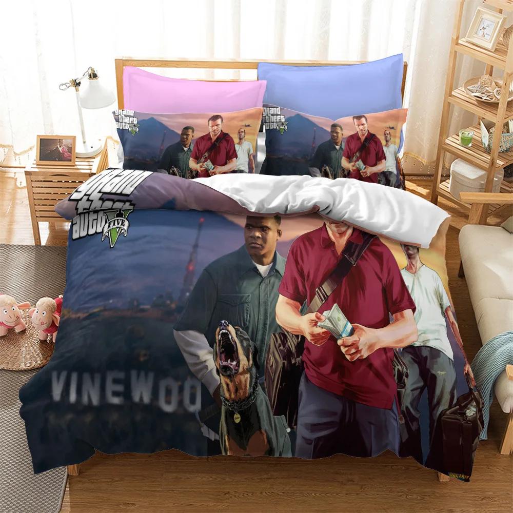 Comforter Game Grand Theft Auto V Bedding Set Boys Girls Twin Queen Size Bed Kids Adult Home Textileextile