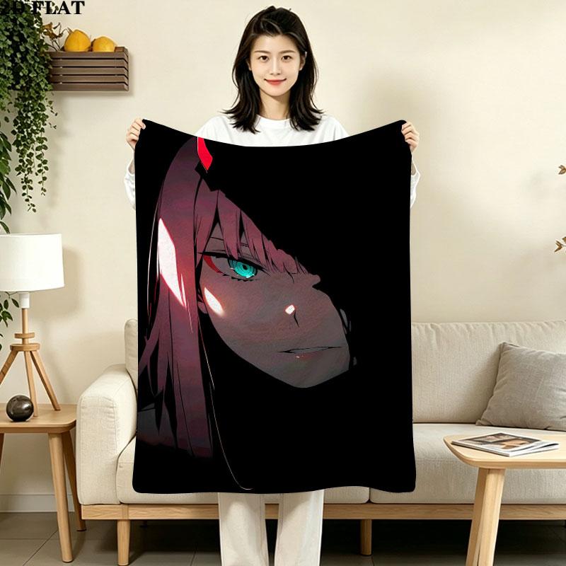 1PC Franxx Zero Two Patterned Flannel Blanket Suitable For All Seasons For Home Decor Warmth And Comfort Gifts Holiday Present