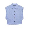   European and American style new women's fashionable collarless casual linen blend shirt