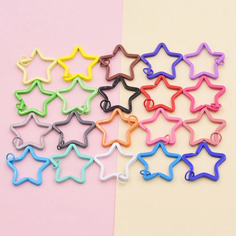 35mm Colorful Iron Star Keychain Ring for DIY Jewelry