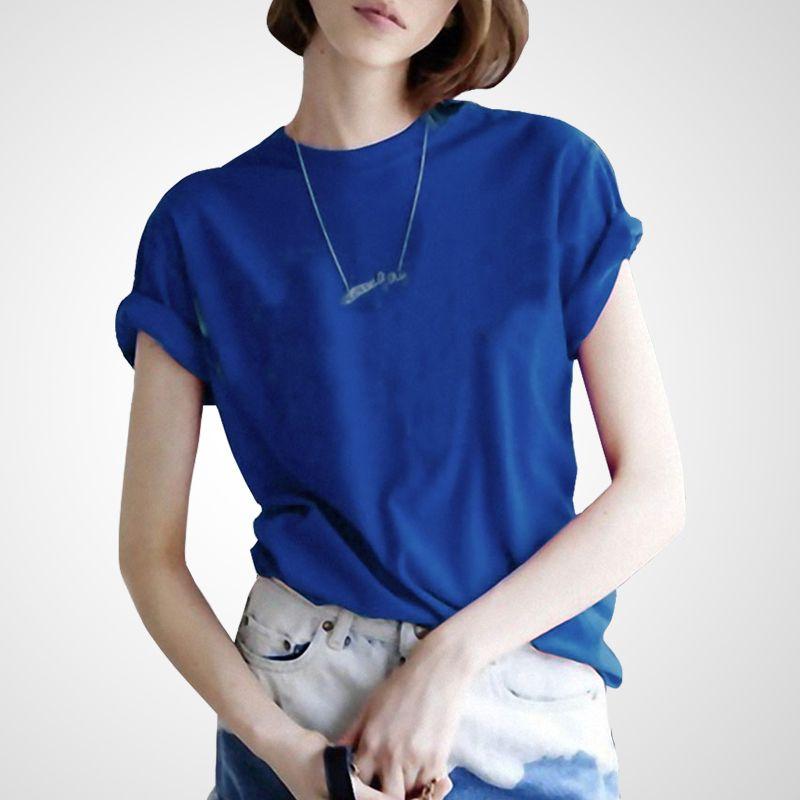 

Loose Simple Temperamental All-Match Top T-shirt with Short Sleeves Baolan M