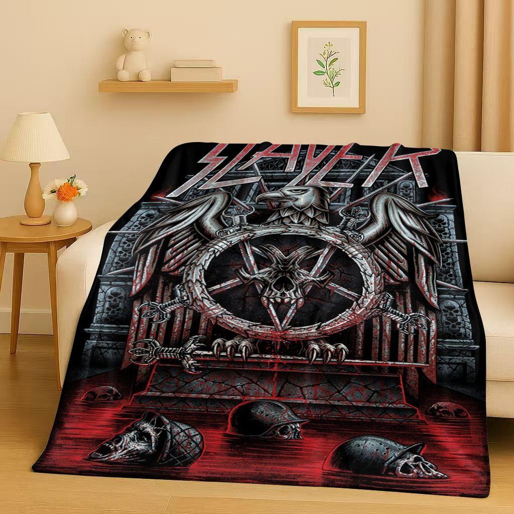 3D Slayer Thrash Metal Rcck Music Band Sign Flannel Blanket,Ultra Soft Warm Plush Throw for Home Bedroom Bed Sofa Cover Gift Kid