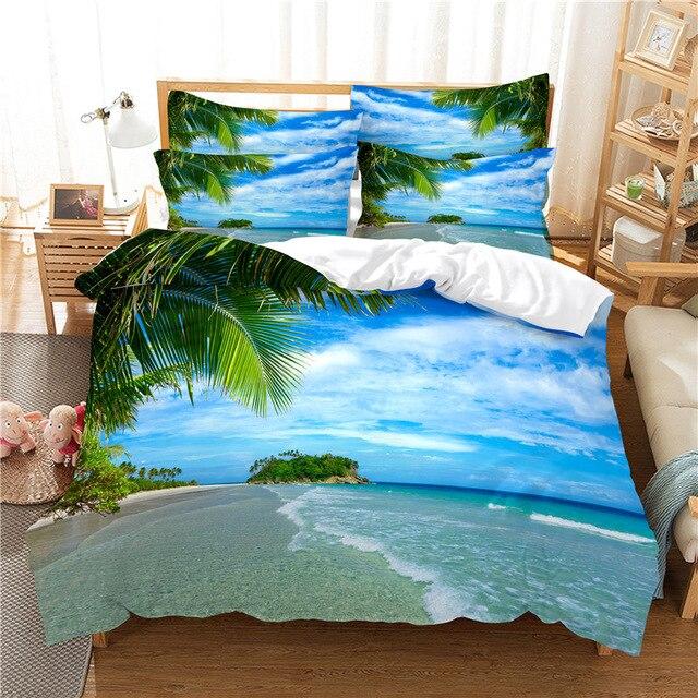 Beach Sea Sky Coconut Tree Bedding Set 