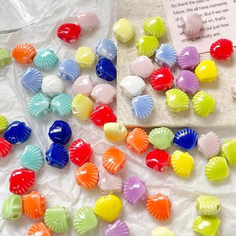Z33 10pcs 10x12mm Shell Shaped Ceramic New Beads Multicolor Exquisite DIY Handmade Necklace Bracelet Jewelry Trend Accessories