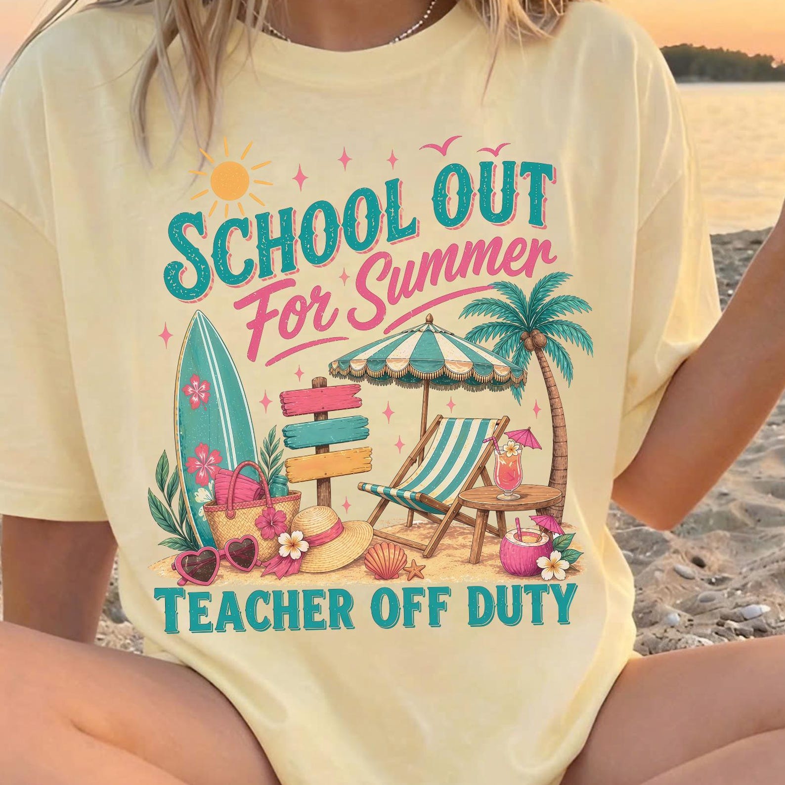 Last Day Of School Teacher Shirt, School’s Out For Summer, Teacher Summer Break Shirt, End of Year Gift, Summer Vacation, Teacher Off Duty 2XL